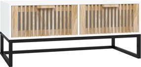 vidaXL Măsuță de cafea, alb, 80x40x35 cm, lemn prelucrat și fier