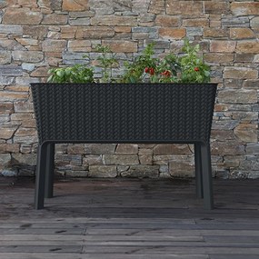 Cutie de flori Splendor din plastic, 120 l, răchită, ratan, antracit