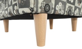 Fotoliu cu taburet, material textil în stilul patchwork N1, ASTRID