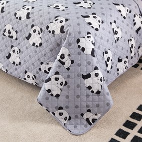 Cuvertura de pat cu model PANDA gri Dimensiuni: 170 x 210 cm