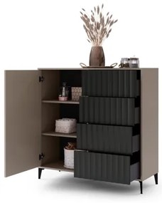 Dulap cu sertare RONJA taupe/negru