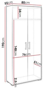Dulap de haine Teratino 2D (Alb) . 1105832