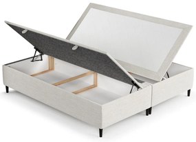 Pat matrimonial crem tapițat cu spațiu de depozitare 180x200 cm Tate – Maison de Rêve