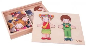 Puzzle din Lemn Teddies - Garderoba pentru fete/baieți