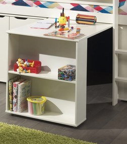 Set pat supraetajat copii PINO alb cu birou și bibliotecă – Vipack