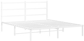 355417 vidaXL Cadru de pat metalic cu tăblie, alb, 160x200 cm