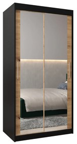 Dulap de haine 100 cm Toki 3 (negru mat + stejar artisan). 1065047
