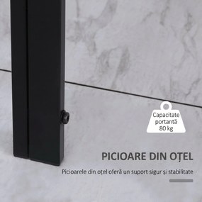 HOMCOM Masă Rectangulară pentru 4 Persoane din Metal și Sticlă Călită, 120x60x75 cm, Negru | Aosom Romania