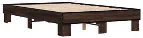 845896 vidaXL Cadru de pat, stejar maro, 135x190 cm, lemn prelucrat și metal