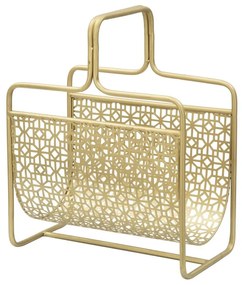 Suport pentru reviste auriu din metal, 37x22x44,5 cm, Glam Mauro Ferretti