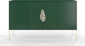 Comodă lemn masiv Merlin Personalizabilă Accesorii placate cu Aur, 138 × 40 × 79 cm - Alb