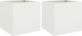 vidaXL Jardiniere, 2 buc., alb, 49x47x46 cm, oțel