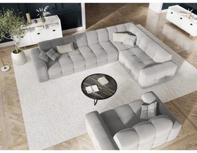 Colțar gri deschis cu tapițerie din catifea (pe partea dreaptă) Kendal – Micadoni Home