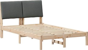 vidaXL Cadru de pat maro și gri închis 135 x 190 cm Lemn masiv de pin