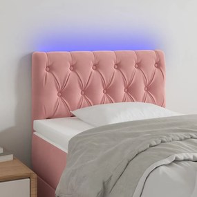 3121983 vidaXL Tăblie de pat cu LED, roz, 80x7x78/88 cm, catifea