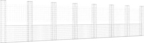 vidaXL Coș gabion în formă de U cu 8 stâlpi, 860x20x200 cm, fier