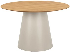 MAZZONI EXPORT BOSCO Stejar natural/picior bej (Cașmir) - MASĂ ROTUNDĂ 120 cm PENTRU BUCĂTĂRIE SUFRAGERIE SALON FURNIR