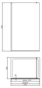 Paravan dus sticla securizata easy clean walk-in 120x200 cm, auriu periat, Mediterraneo Foxy 1200x2000 mm