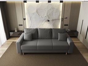 Canapea extensibilă dumonde cu ladă de depozitare si sezut confortabil din spuma high-density, Kronos Royal Gri 210x100 cm