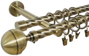 Galerie dubla twist prindere perete picior universal kula lux 19/19 aur antic (Alege marime: 140 cm)
