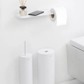 Suport hârtie igienică cu raft Brabantia MindSet 1005668, Instalare ușoară, Acoperire minerală, Alb