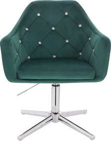 HR830CCROSS Scaun Verde Catifea cu Bază Cromata