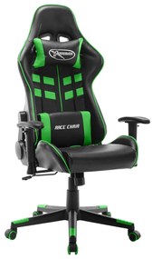 vidaXL Scaun de jocuri, negru și verde, piele artificială