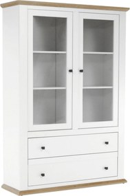 Vitrina LEON MZ5, alb/stejar deschis, PAL laminat, 125x40x180 cm
