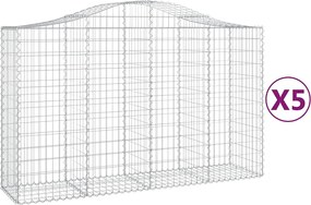 vidaXL Coșuri gabion arcuite 5 buc, 200x50x120/140 cm, fier galvanizat