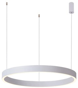 Lustra moderna alba rotunda din metal cu led Brasco d80