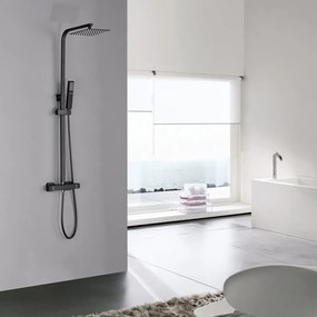 Set de duș Mazama Black cu baterie termostatică
