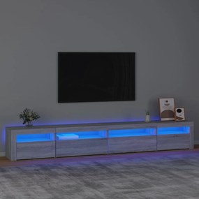 3152752 vidaXL Comodă TV cu lumini LED, gri sonoma, 270x35x40 cm