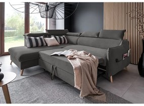 Colțar gri închis extensibil cu tapițerie din catifea (cu colț pe partea stângă ) Sweet Harmony – Miuform