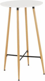 Masă de bar, alb/stejar, diametru 60 cm, IMAM