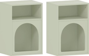 HOMCOM Lot de 2 mese de noapte, masă de noapte cu compartimente deschise, design aranjat, 40 x 30 x 60 cm, verde deschis | Aosom Romania