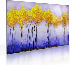 Tablou pe sticlă - Copaci galbeni (70x50 cm)