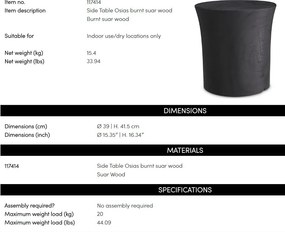 Masuta auxiliara design LUX, Lemn, Negru, Osias