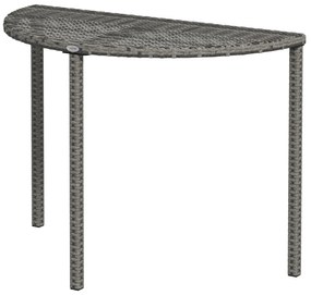 Outsunny Masa de balcon, semi-rotundă, din poliratan+metal, 100x50x74 cm, Gri | Aosom Romania