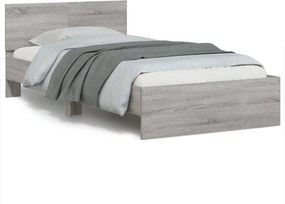 vidaXL Cadru de pat cu tăblie gri sonoma 100x200 cm lemn prelucrat