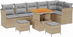 vidaXL Set de canapele pentru grădină 9 pcs bej și gri deschis