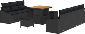 vidaXL Set de canapele pentru grădină cu pernă cu pernă 10 pcs Negru