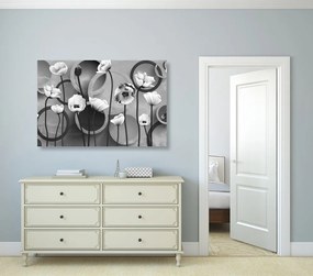 Tablou maci pe un fundal abstract în design alb-negru