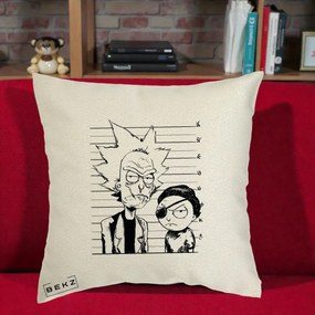 Perna Personalizata Rick si Morty Dosar, 40x40 cm, Ecru, Husa Detasabila, Perna Inclusa, BEKZ®