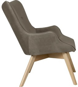 Fotoliu maro deschis cu tapițerie din catifea Niko – Ropez