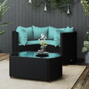 319808 vidaXL Set mobilier relaxare grădină 4 piese cu perne poliratan negru