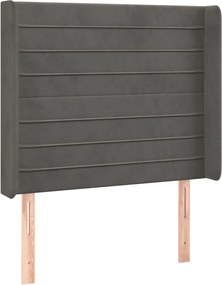vidaXL Tăblie de pat cu aripioare gri închis 83x16x118/128 cm catifea