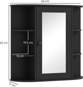 Homcom Dulapior Baie cu Oglinda – Lemn Alb 66×17×63 cm | Aosom Romania