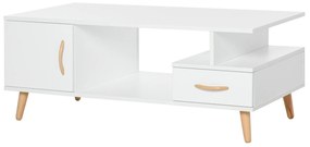 HOMCOM Masuta de sufragerie moderna, cu usa si sertar, Mobilier scund pentru Sufragerie si Birou, Alb, 100x50x40cm