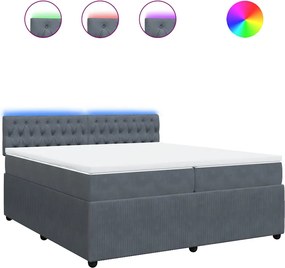vidaXL Pat box spring cu saltea, gri închis, 200x200 cm, catifea