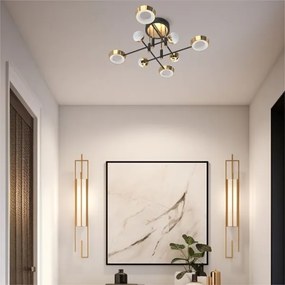 Zuma Line MX7170-8-3BGT - Lustră aplicată de tavan LARA LED/60W/230V, auriu/negru, compatibilă cu dimmer